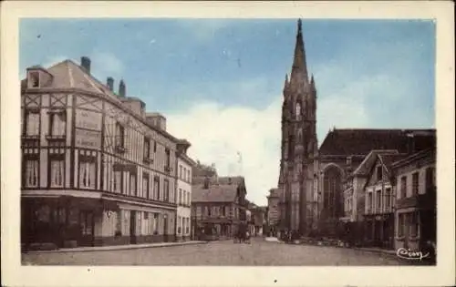 Ak La Bouille Seine Maritime, Stadtansicht, Kirche, historische Gebäude