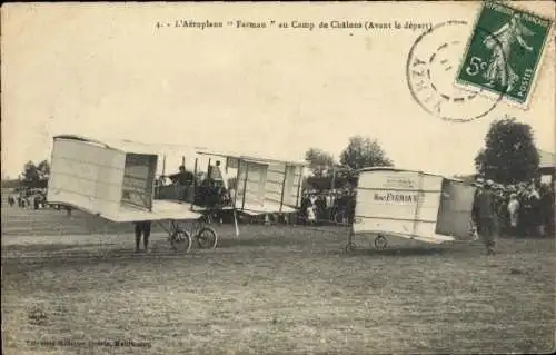 CPA L'Aéroplane Farman, Camp de Châlons