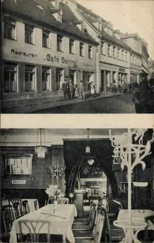 Ak Bautzen in der Oberlausitz, Restaurant Café Central, Straße, Bistro, Stühle, Tisch