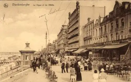 Ak Blankenberghe Blankenberge Westflandern,  Strandpromenade, Hotels, Menschenmenge, historisc...
