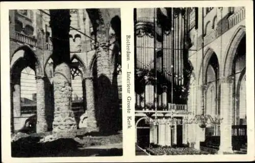 Ak Rotterdam Südholland Niederlande, Interieur der Groote Kerk, Ruinen, Architektur, Kirche