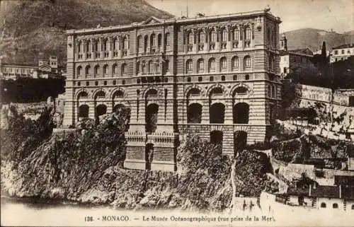 Ak Monaco, Ozeanographisches Museum, Bauwerk, Meerblick