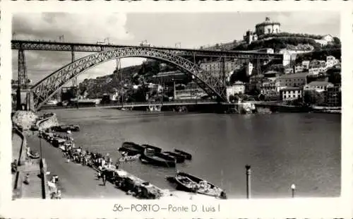 Ak Oporto Porto Portugal, Ponte D. Luis, Fluss, Boote, Brücke,  Architektur