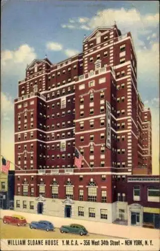 Ak New York, Blick auf das William Sloane House YMCA 356 West 34th Street