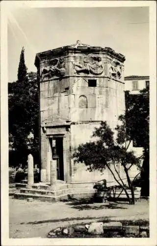 Ak Athen Griechenland, Turm, antike Architektur, Bäume,  Stätte