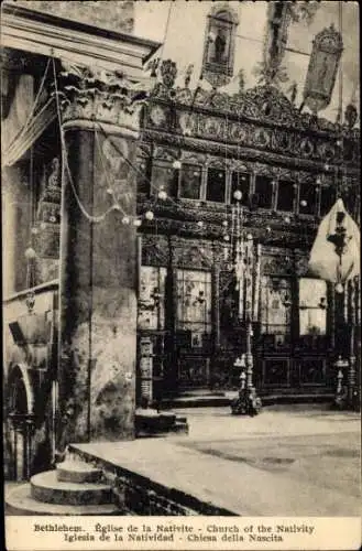 Ak Bethlehem Palästina, Geburtskirche, Innenansicht