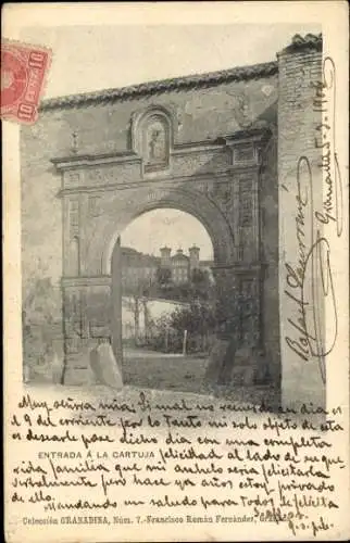 Ak Granada Andalusien Spanien, Architektur, Alter Bogen, Eingang zur Cartuja, 