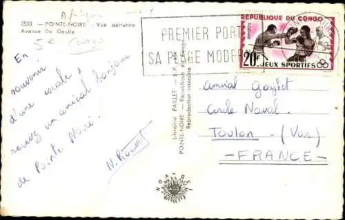 CPA Pointe Noire République du Congo Congo français, Vue aérienne, Avenue De Gaulle