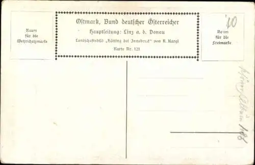 Ak Hötting Innsbruck in Tirol, Berglandschaft, Uhrturm, Häuser, Blumen, Bach