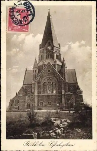 Ak Stockholm Schweden, Sofiakyrkan, große Kirchenarchitektur,  
