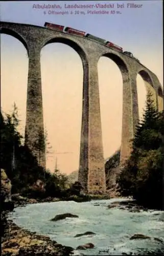 Ak Bergün Bravuogn Filisur Kanton Graubünden, Albulabahn, Landwasser Viadukt