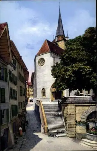 Ak Biel Bienne Kt. Bern, Protestantische Kirche