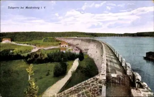 Ak Muldenberg Grünbach im Vogtland Sachsen, Blick auf die Sperrmauer