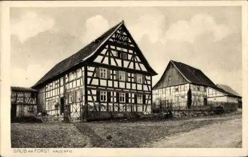 Ak Grub am Forst Oberfranken, Haus No. 10, Fachwerkhaus, Gehöft