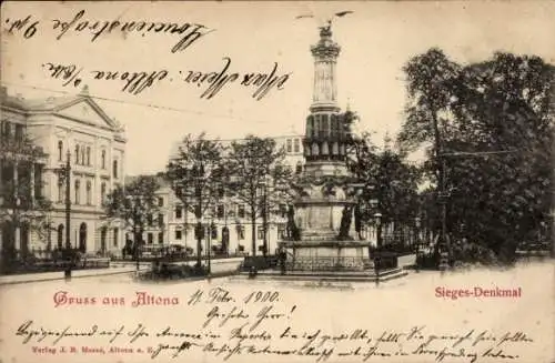 Ak Hamburg Altona, Sieges-Denkmal, Gründerzeitarchitektur,  von 1900, Gruß aus Altona