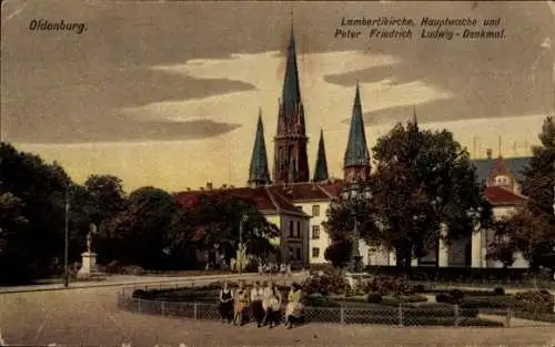 Ak Oldenburg in Holstein, Lambertikirche, Hauptwache, Peter Friedrich Ludwig-Denkmal