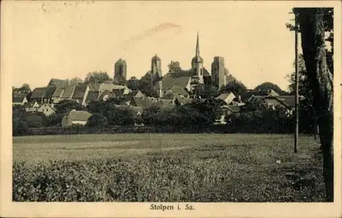 Ak Stolpen in Sachsen, Stadtansicht mit Kirche, Türme