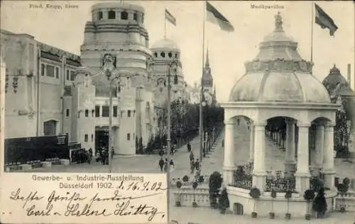 Ak Düsseldorf am Rhein, Industrie und Gewerbeausstellung 1902, Musikpavillon