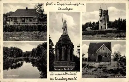 Ak Schloss Neuhaus Paderborn in Westfalen, Sennelager, Truppenübungsplatz, Hermanns-Denkmal