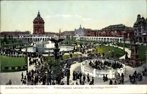 Ak Mannheim in Baden Württemberg, Kunst u. Große Gartenbauausstellung 1907, Friedrichsplatz, Konzert