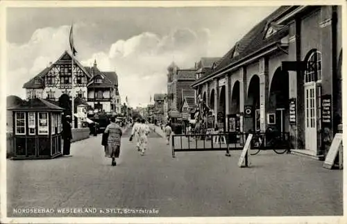 Ak Westerland auf Sylt, Partie auf der Strandstraße, Geschäfte, Strandcasino