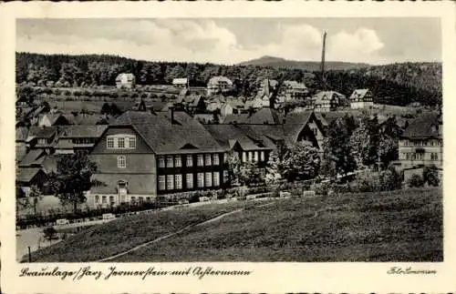 Ak Braunlage im Oberharz, Schwarzwaldlandschaft, Fachwerkhäuser, Grünflächen