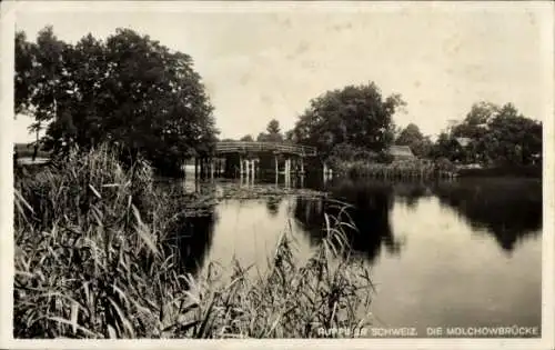 Ak Darritz Wahlendorf Ruppiner Land, Molchowbrücke, ruhige Landschaft, Wasser, Bäume, Brücke