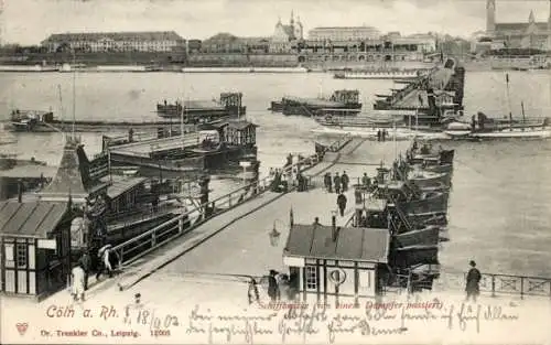 Ak Köln am Rhein, Schiffbrücke