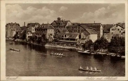 Ak Cassel Kassel in Hessen, Stadtansicht, Fulda, Altstadt, Fluss, Ruderboote