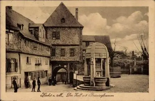 Ak Höchst Frankfurt am Main, Zoll mit Brunnen