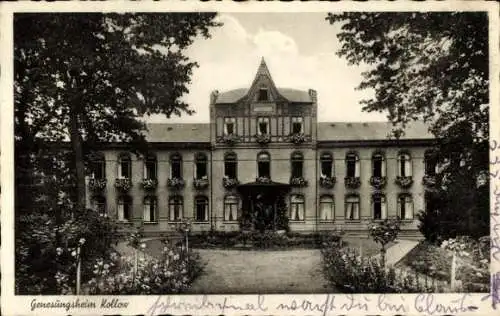 Ak Kollow in Lauenburg, Genesungsheim, Gebäude mit Türen und Fenstern, Blumenbeete, r Stil