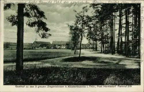 Ak Bad Klosterlausnitz in Thüringen, Gasthof, Ziegenböcke, Bäume, Straße, Landschaft