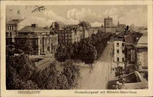 Ak Düsseldorf am Rhein, Hindenburgwall, Wilhelm-Marx-Haus