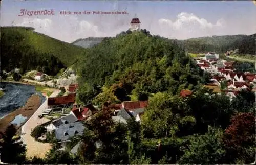 Ak Ziegenrück an der Saale Thüringen, Blick von der Pöhlmannsbank