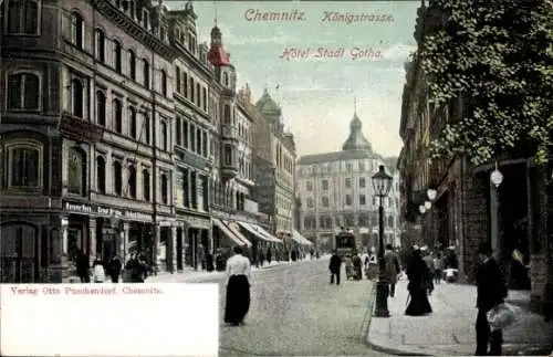 Ak Chemnitz in Sachsen,  Königstrasse, Hotel Stadt Gotha, Verlag Otto Puschendorf
