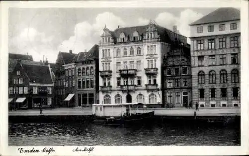 Ak Emden in Ostfriesland, Delft, Boot, Fahrrad
