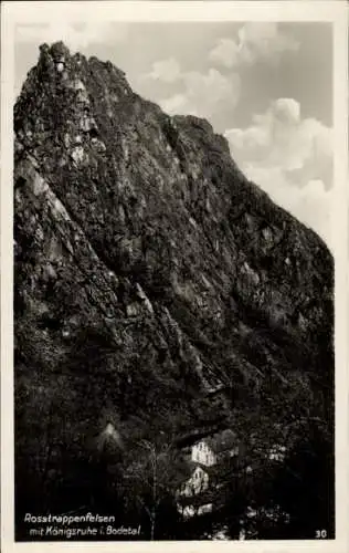 Ak Thale im Harz, Königsruhe im Bodetal, Rosstrappenfelsen