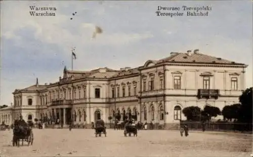 Ak Warszawa Warschau Polen, Terespoler Bahnhof
