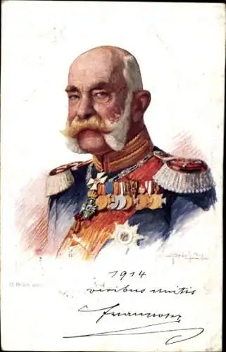 Künstler Ak Brüch, O., Kaiser Franz Joseph I., Portrait, k. u. k. Kriegsfürsorgeamt