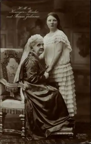 Ak Prinzessin Juliana der Niederlande, Königinmutter Emma von Waldeck Pyrmont