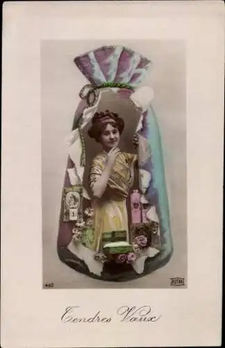 Ak Porträt einer jungen Frau, Geldbeutel