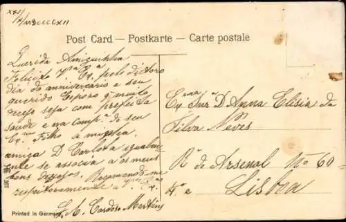 Ak Liebesengel, Blumenkorb, Vergissmeinnicht