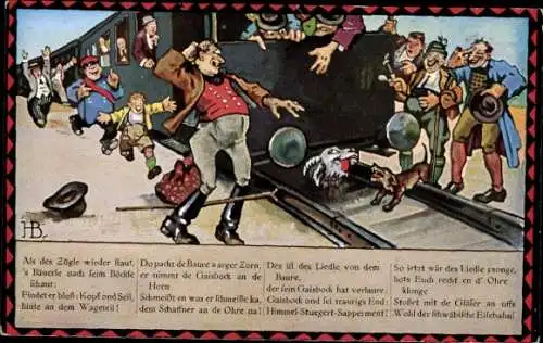 Lied Künstler Ak Boettcher, Hans, Auf de Schwäbische Eisebahne, Bild 4