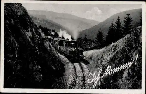 Ak Ich komme, Eisenbahn auf der Strecke, Dampflokomotive