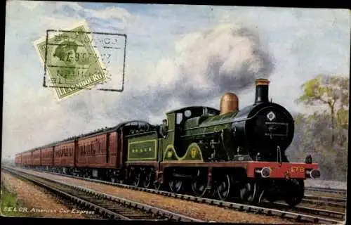 Künstler Ak Britische Eisenbahn, SE&CR South Eastern & Chatham Railway, American Car Express