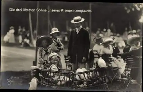 Ak Söhne des Kronprinzenpaares von Preußen, Prinz Wilhelm, Prinz Louis Ferdinand, Prinz Friedrich