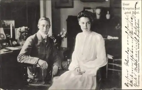 Ak Kronprinz Wilhelm von Preußen, Kronprinzessin Cecilie von Preußen