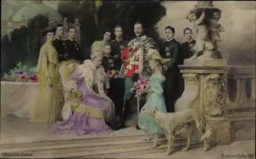 Künstler Ak Keller, Ferdinand, Deutsches Kaiserhaus unter Kaiser Wilhelm II., Windhund