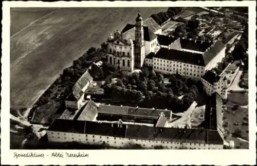 Ak Neresheim in Württemberg, Fliegeraufnahme, Benediktiner-Abtei
