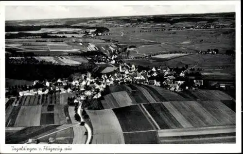 Ak Ingoldingen, Fliegeraufnahme, Stadtpanorama, Felder, Wald